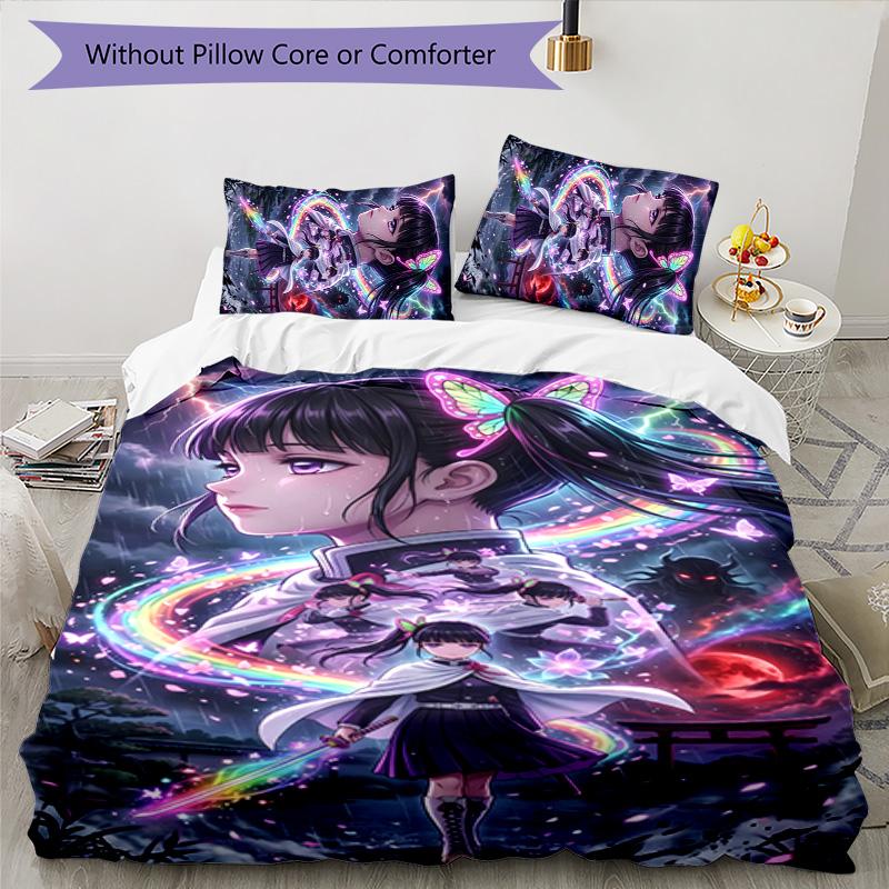 3pcs Tsuyuri Kanawo Design Cover Set - HD Printed Bedding with 1 Cover and 2 Pillowcases - Perfect for Home and Dorm Decor