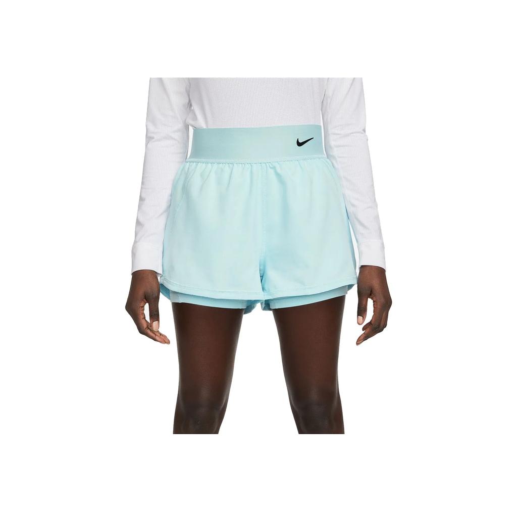 Nike Шорты Court Dri-FIT Advantage Однотонные с логотипом Высокая талия Обычные Женские шорты Бирюзовые DR6844-442