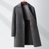 Новое осенне-зимнее утолщенное длинное шерстяное двухстороннее шерстяное пальто с воротником для костюма, мужское молодежное тонкое пальто