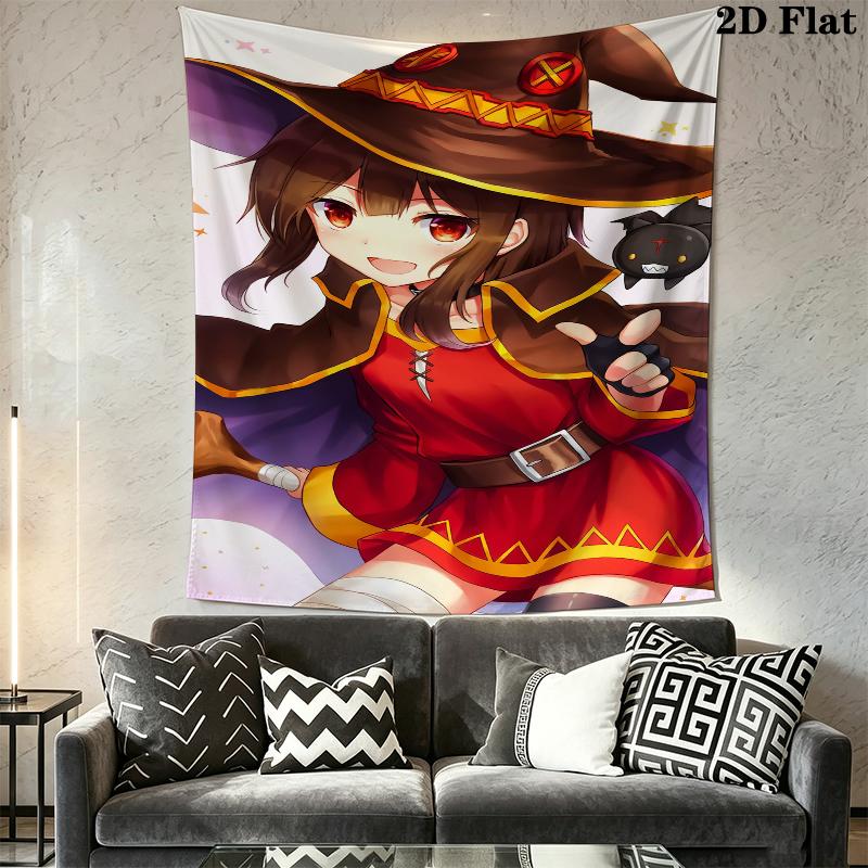 KonoSuba Wall Tapestry Aesthetic Wall Hanging Printed Fabric Blanket Decorative Tapestries for Bedroom Living Room Home Decor