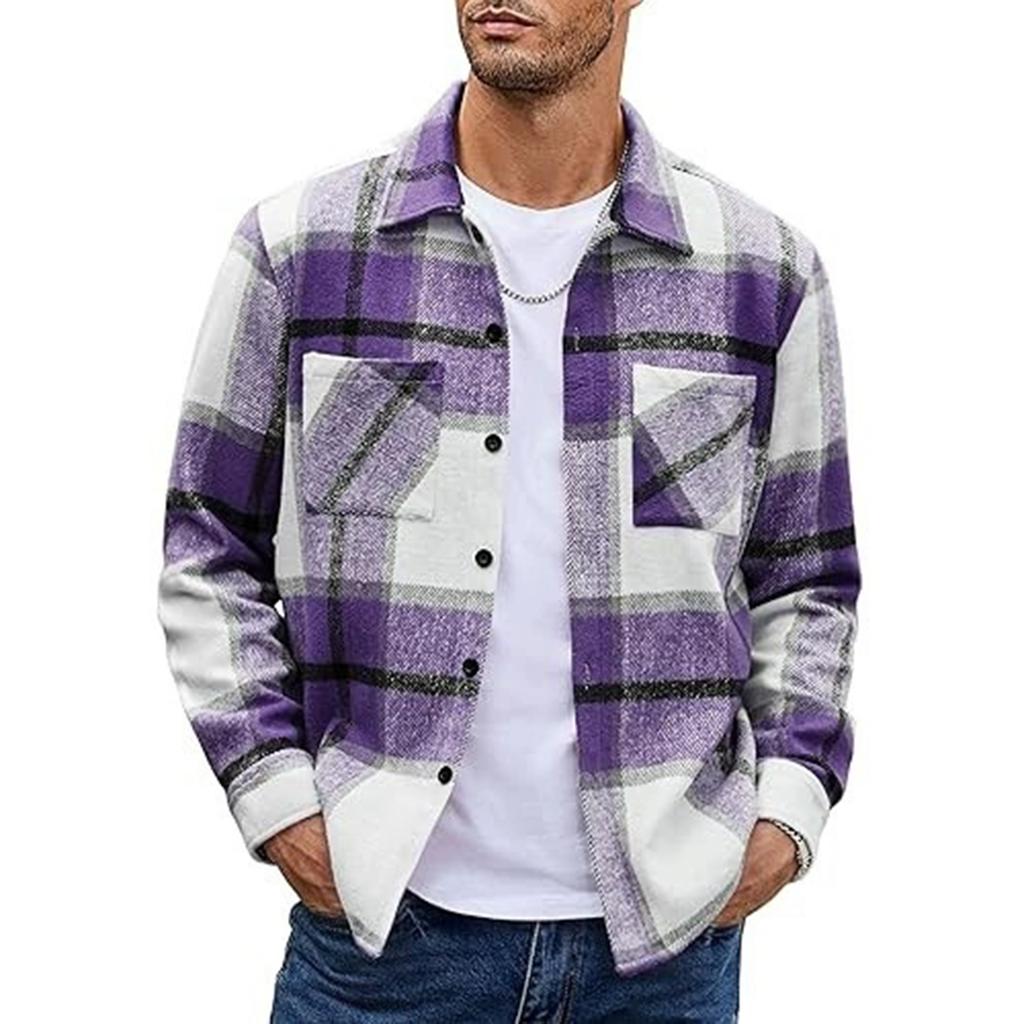 Мужские фланелевые рубашки с длинным рукавом, легкие клетчатые рубашки, повседневные рубашки на пуговицах