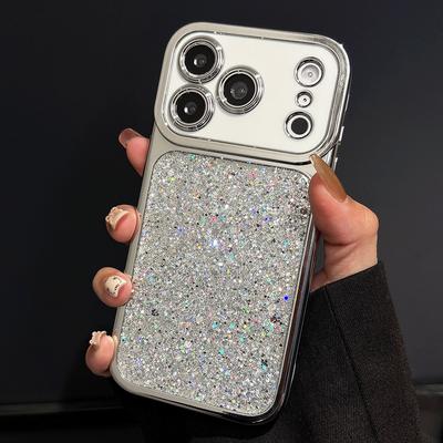 Ударопрочный чехол с блестками для iPhone 17 16 15 14 13 Pro Max Белое Окно Гальванизированная Мягкая Силиконовая Задняя Крышка