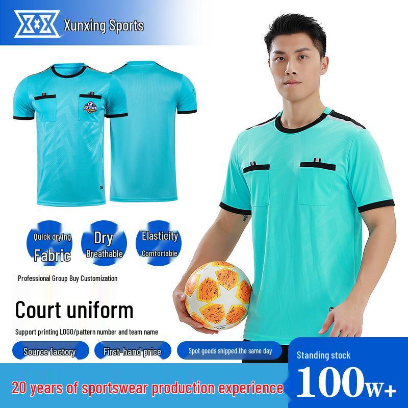 Breathable Adult Football Kit: Sweat-Wicking Jersey & Shorts Set with Short Sleeve Training Top Referee Uniform