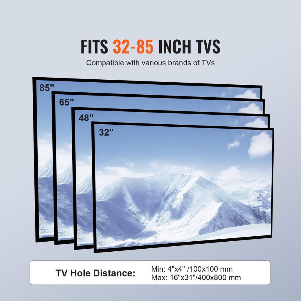 TV Stand Mount, Swivel Tall TV Stand for 32 to 85 inch TVs, Height Adjustable Portable Floor TV Stand with Tempered Glass Base for Bedroom, Living