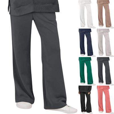Женские модные повседневные однотонные брюки с высокой талией и эластичным поясом, свободные брюки с карманами и подкладкой, спортивные брюки