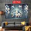 2D Anniversary Photo Backdrop Floral Balloon Party Decor Cloth