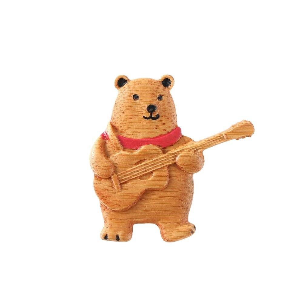 Scarf Bear Animal Pin Guitar Bear Badge Fashion Sweater Wooden Brooch Gift