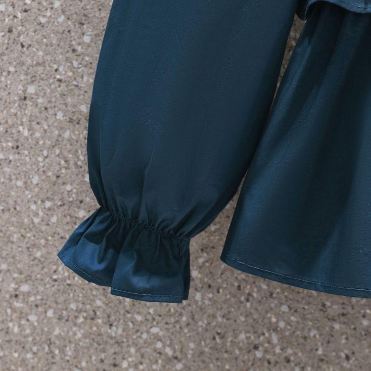 Плюс Размер Женская Осенняя Рубашка с Квадратным Воротником Темперамент Женская Талия Тонкая и Маленькая Костюм Из Двух Частей