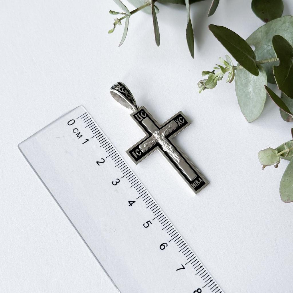 Серебряный крестик с емаллю (2156611)