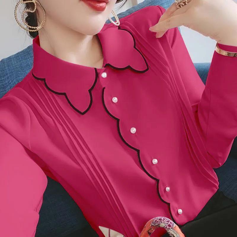Шифоновая рубашка, женская весенне-осенняя новая модная свободная рубашка больших размеров, тонкие леггинсы в иностранном стиле, рубашка, топ, женская рубашка