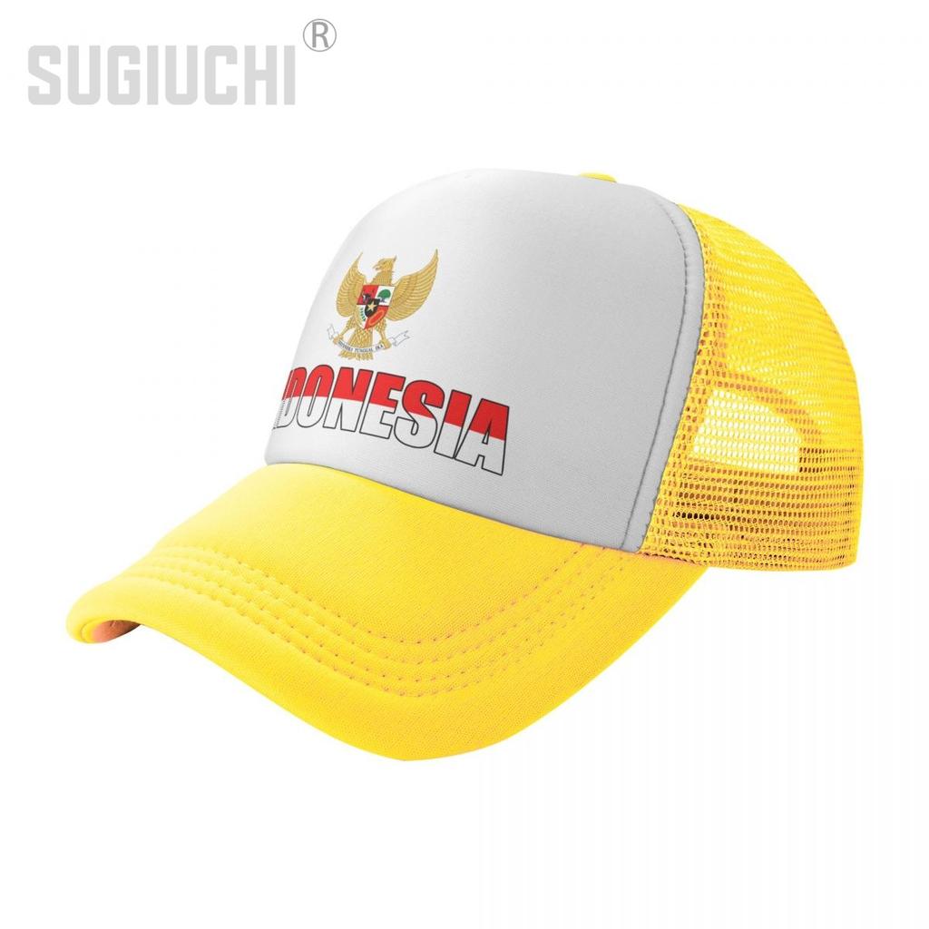 Mesh Cap Hat Indonesia Letter Flag Emblem Trucker Birthday Gift for Unisex WoUnisex Born All the People Retro Baseball Caps Cool