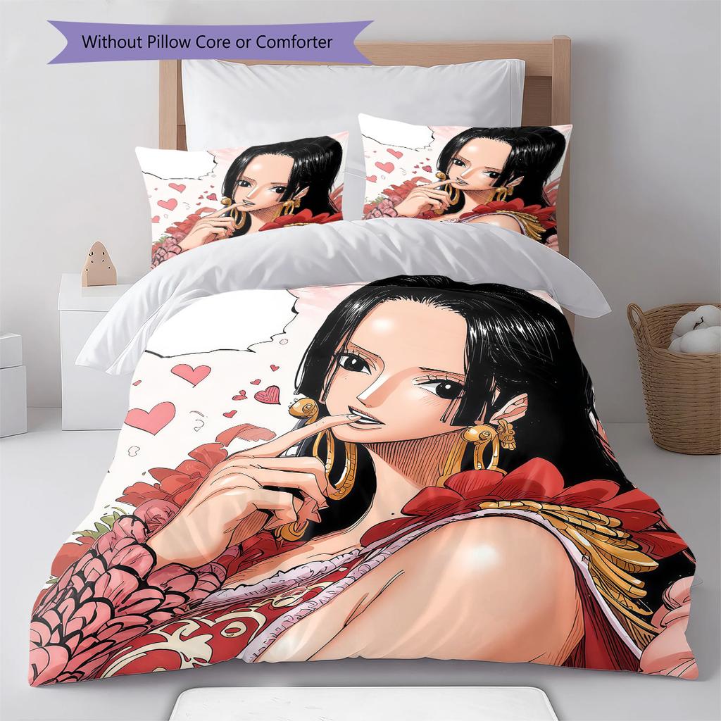 Boa Hancock Pattern Bedding Quilt Set Quilt Cover Pillowcase Home Birthday Gift(1 * duvet cover + 2 * pillowcase, without core)