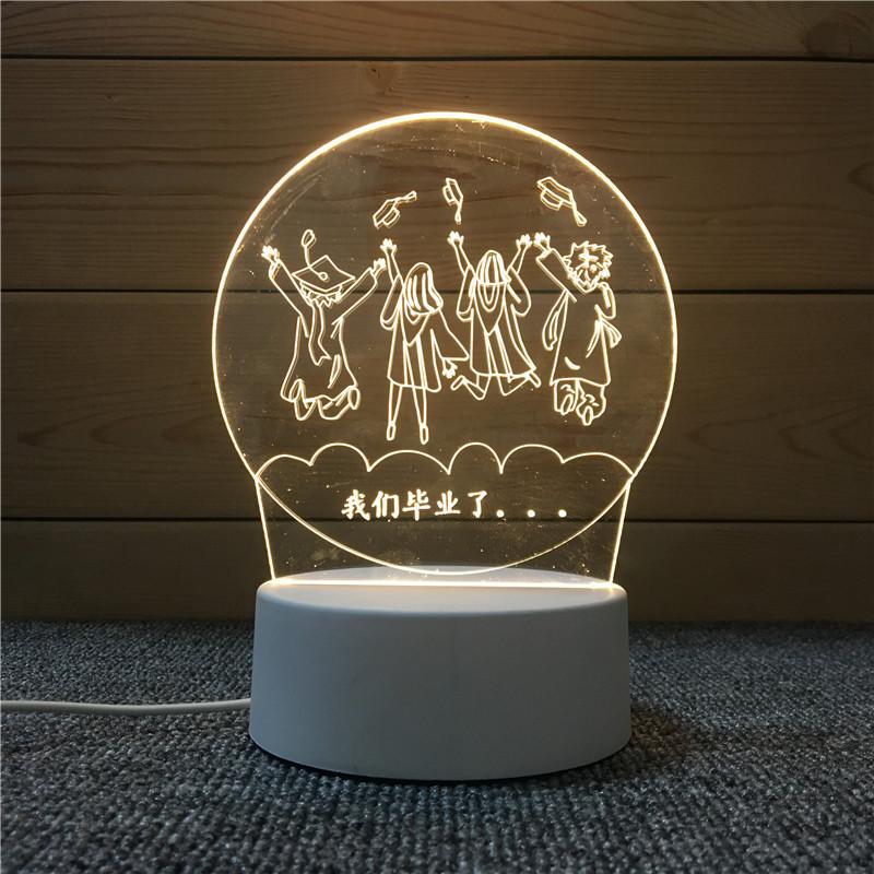 3D Визуальный Ночник Акриловая Настольная Лампа Для Спальни Домашний Декор Подарок на Выпускной