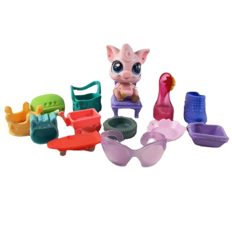 Hasbro Littlest Pet Shop Мультяшная Q-версия Животное Мини-подставки Котенок с короткой шерстью Собака Милый Большеглазый Детские Фигурки Игрушка