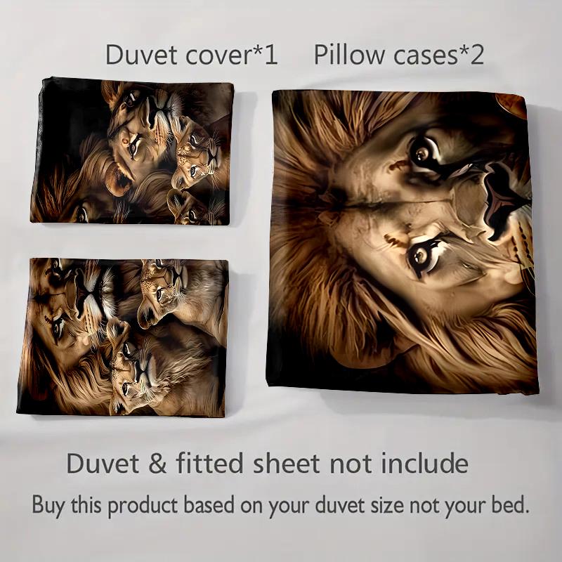 Lion family portrait Bedding, Duvet cover sets, Duvet covers, Pillowcases, Birthday gifts (1 * Duvet Cover 2 * Pillowcases, without duvet insert)