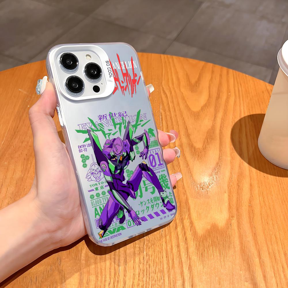 Чехол для телефона Anime E-Evangelion Eva-01 для iPhone 16 15 14 13 12 11 Pro Max Белый Матовый Лазерный Металлик Аврора Funda
