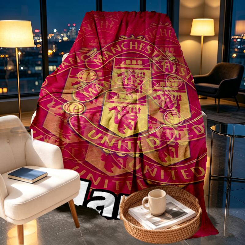 Custom Name Personalized Manchester Football F.C Print Blankets, Home Decor, Bedroom, Sofa, Camping, Couch, Gifts for Birthday Christmas