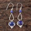 925 Sterling Silver Lapis Lazuli Gemstone Handmade Jewelry Earrings2.50" For Her EE-132-21