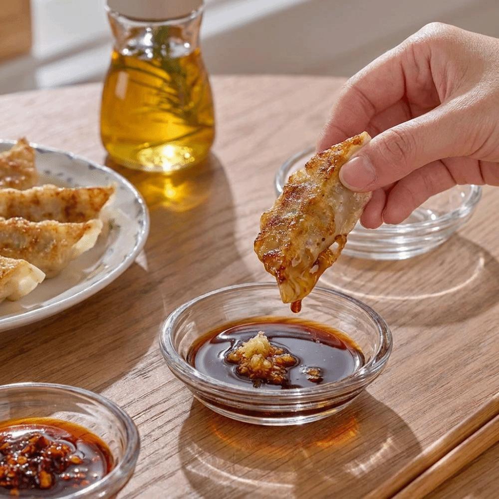 2PCS Transparent Manual Grinder Round Dipping Bowl Grinder Gadget Seasoning Dish Camping