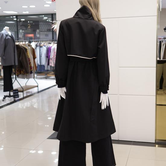Women's Color Block Long Trench Coat with Detachable Hoodie