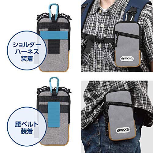HAKUBA Чехол для смартфона, OUTDOOR PRODUCTS Чехол для смартфона 04, Хизер Грей, AMZODSPP04HG, с карабином и петлей для ремня, Совместим с iPhone 17, Air