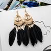 1 пара женских серег-подвесок в богемном стиле, этнические серьги с синтетическими перьями, изысканные женские серьги-подвески