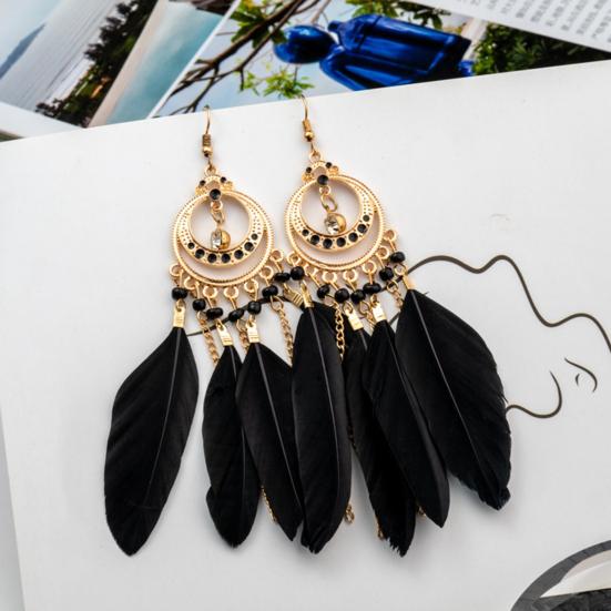 1 пара женских серег-подвесок в богемном стиле, этнические серьги с синтетическими перьями, изысканные женские серьги-подвески