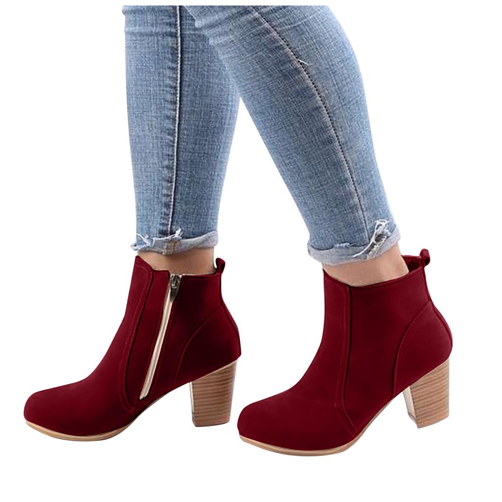 Женские осенне-зимние ботинки, ботильоны на квадратном высоком каблуке, зимняя обувь с узлом Abkle