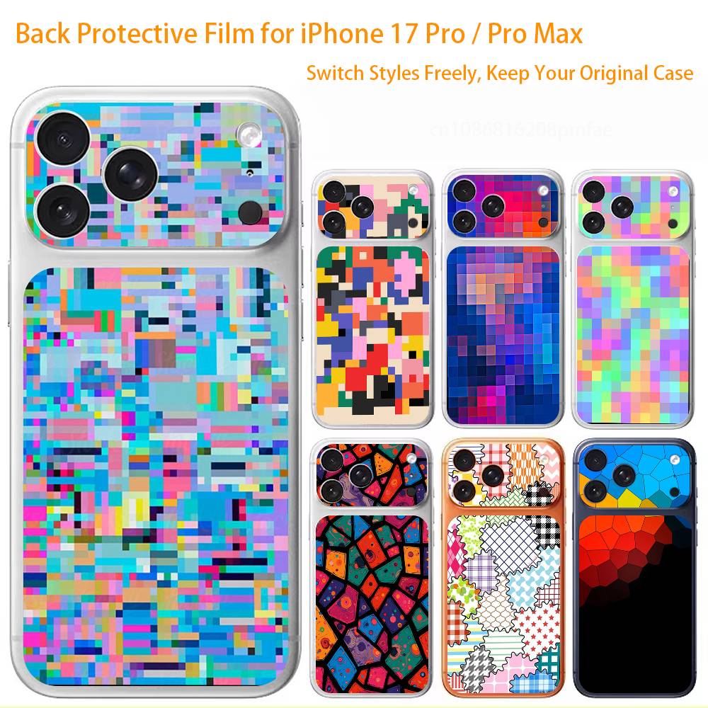 Яркий клетчатый премиум-скин (винил) для iPhone 17 Pro/Max, защитная наклейка на заднюю рамку и камеру (Не чехол)