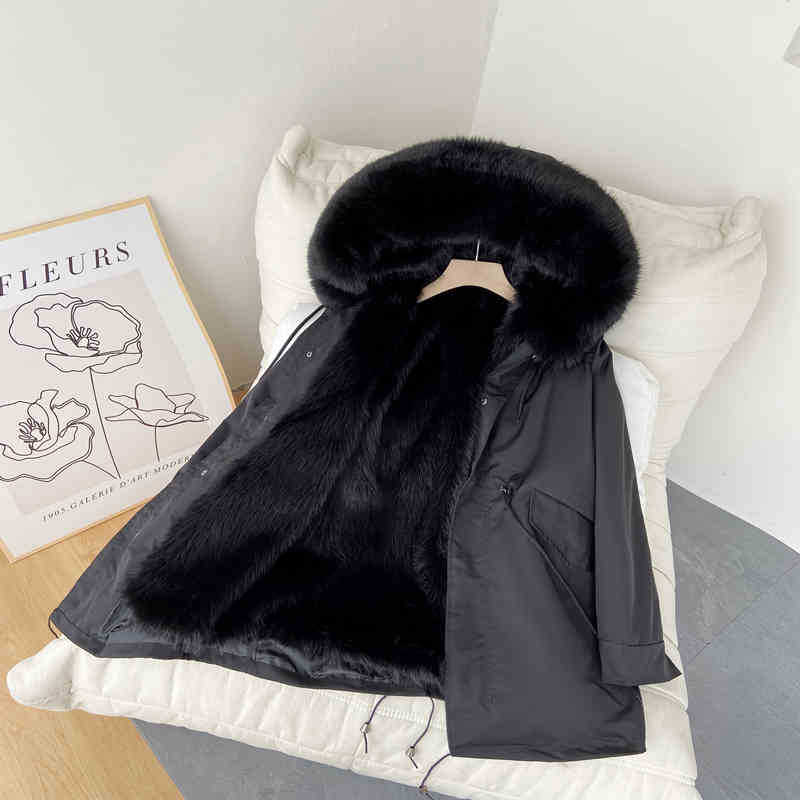 Men's Autumn and Winter Plus Size Medium Long Loose Warm Parka Hooded Zip Section Casual Outerwear