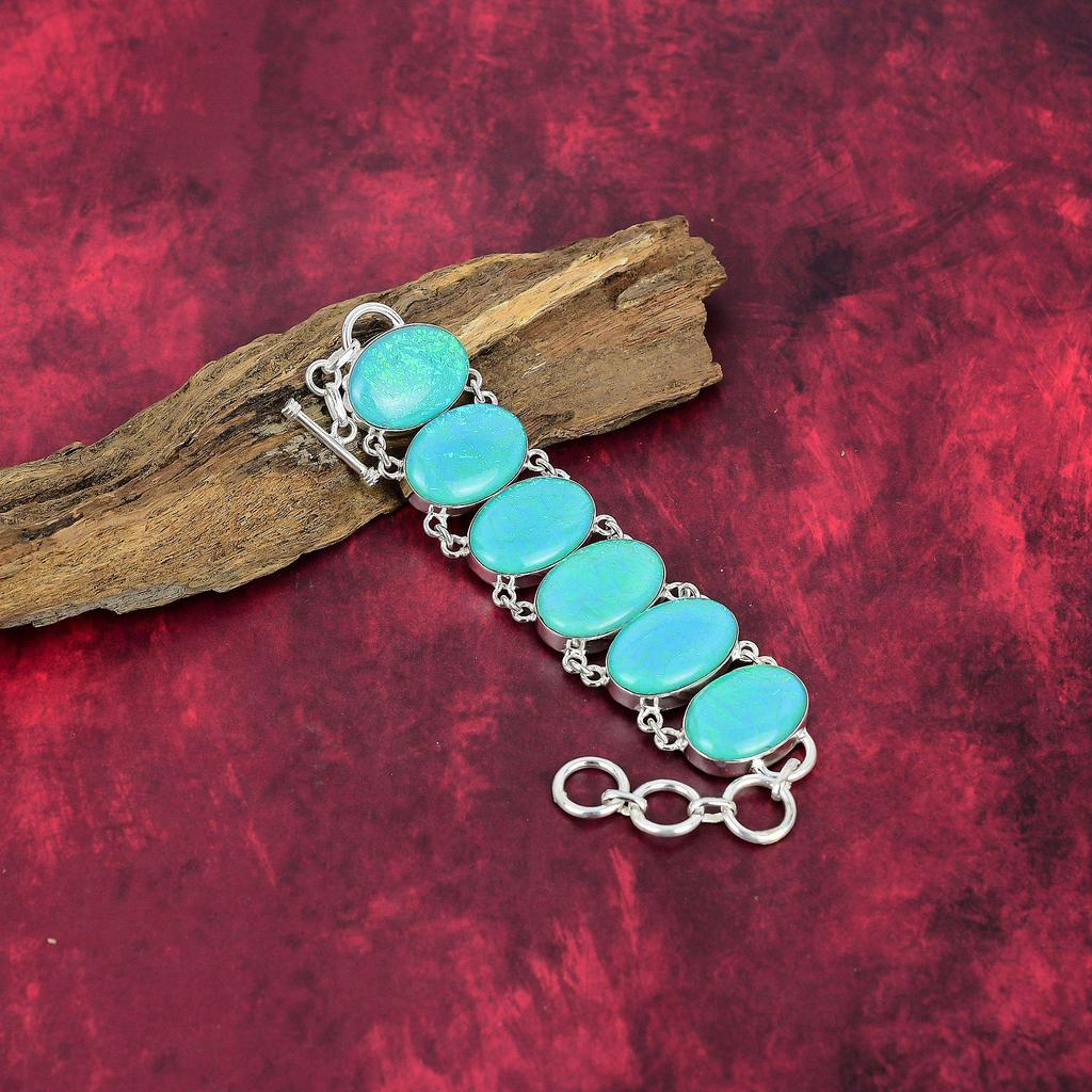 Blue Triplet Opal Handmade Gemstone Jewelry, 925 Solid Sterling Silver Bracelet Unique Design Jewelry, For Women