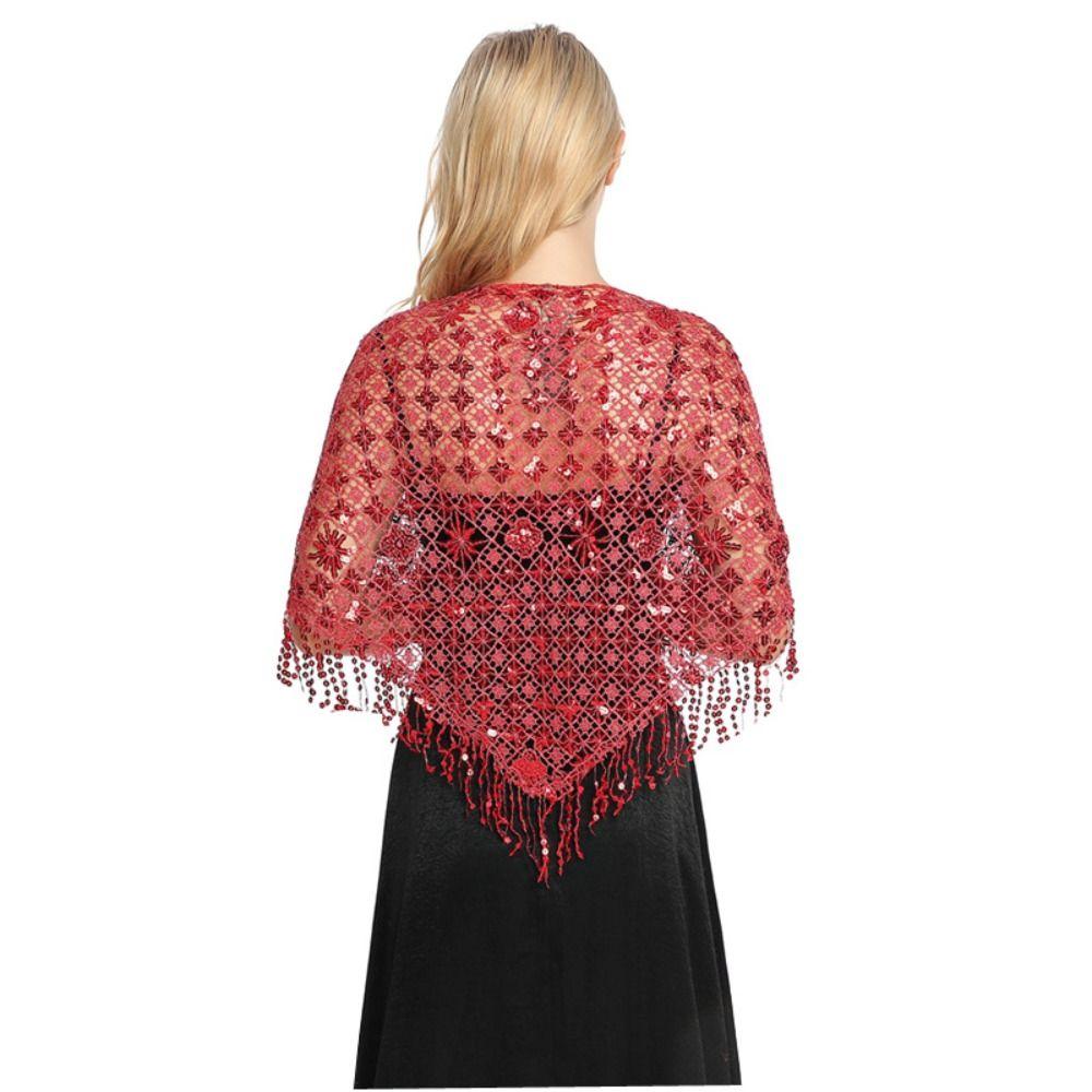Sequins Triangle Shawl Tassels Belly Dancing Scarf Shiny Sequins Tassel Shawls Belly Dancing Belt