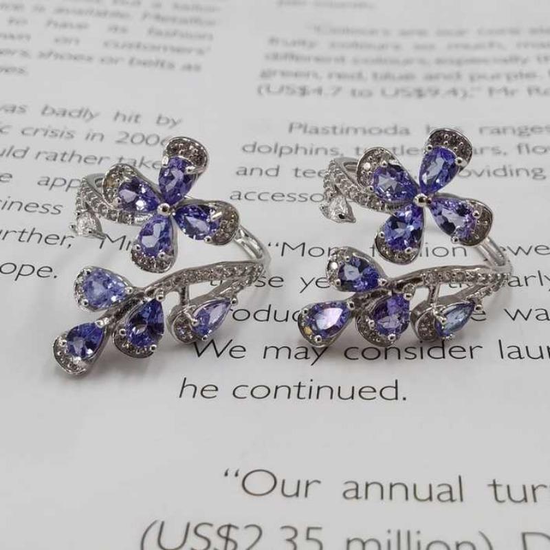 Sace Gems Кольцо изменяемого размера для женщин, стерлинговое серебро 925 пробы, натуральный танзанит, свадебная вечеринка, ювелирные украшения, подарок