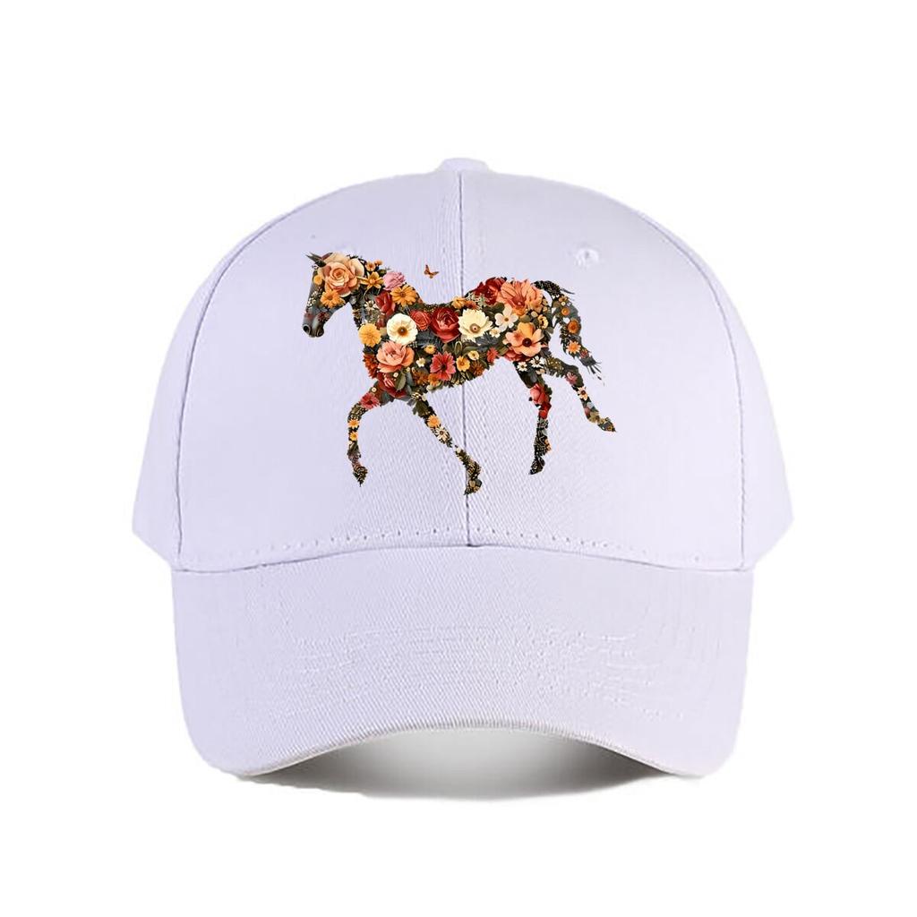 Colorful Floral Horse Wall Art Home Decor Baseball Cap Fashion Unisex Sunhat Womens Outdoor Sports