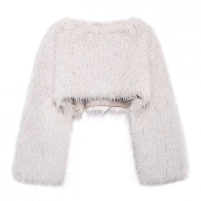 Womens Faux Fur Short Sweatshirt Street Style Long Sleeve Coat Winter 2026