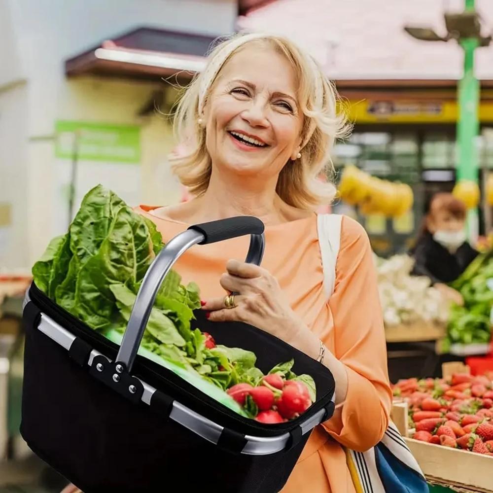 1 шт. Корзина для еды, Уличный пакет со льдом, Складная термосумка, Ручная портативная корзина для покупок, Термокорзина для доставки обедов