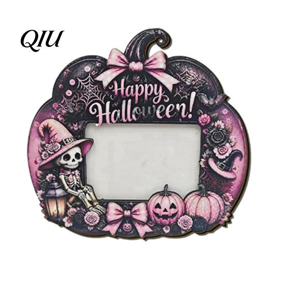 Cute Theme Picture Frame Halloween Photo Frame, Wooden Desktop Holder for Spooky Party Decoration Holiday Table Decorations And Festive Home