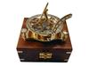 Vintage Brass Compass Sundial with Sheesham Wooden Box