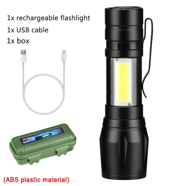 Portable Mini LED Flashlight XPE COB Flashlight with 3 Modes Rechargeable Zoom Flashlight Light Waterproof Camping Light