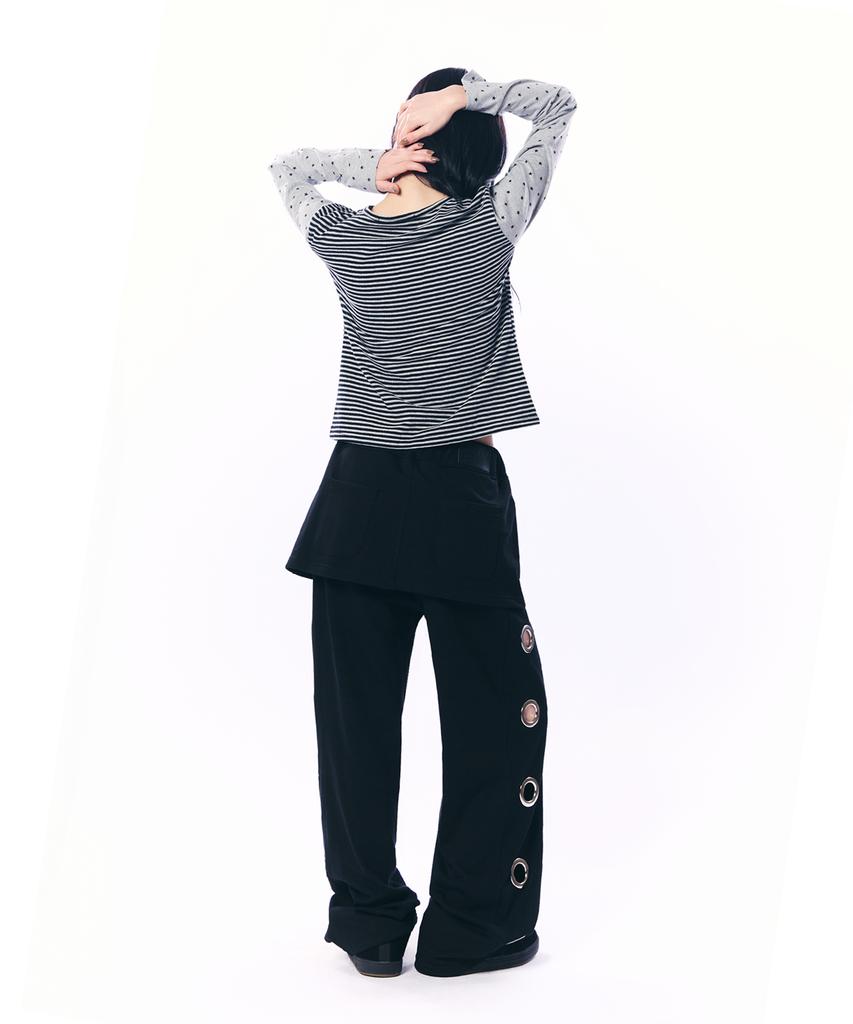 SETUP-EXE Mixed Pattern Top / Gray