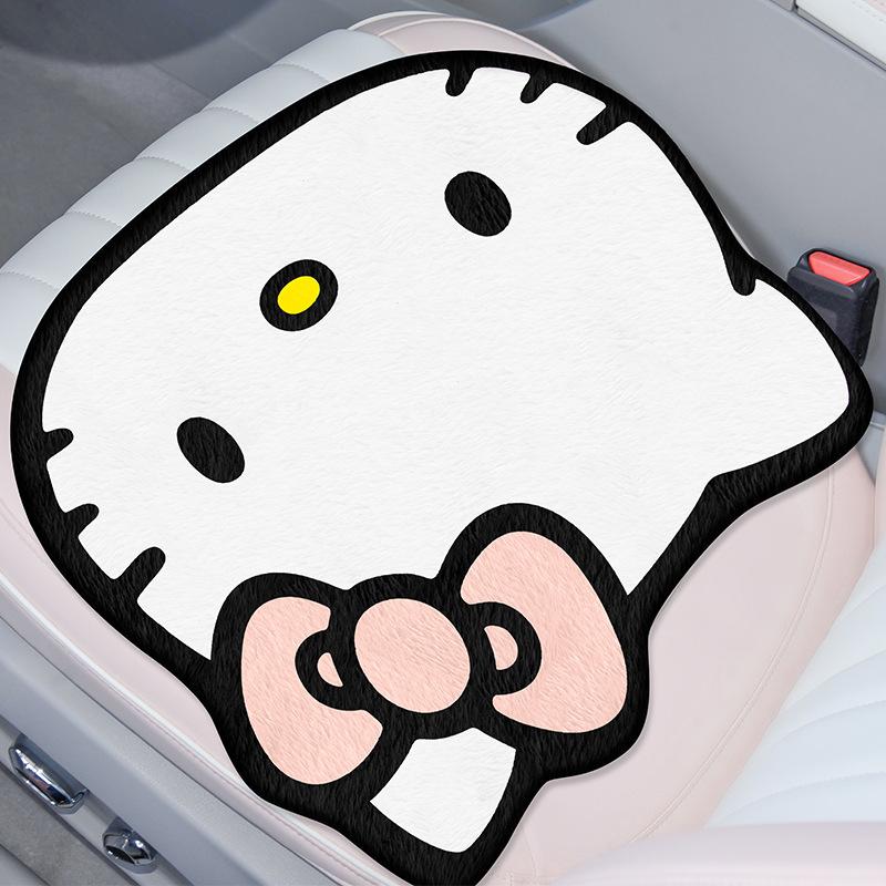 Hello Kitty Универсальная Короткошерстная Плюшевая Подушка для Автомобиля Мультяшная 3D Формы Зимняя Накидка на Пять Сидений Мягкая Подушка для Декора Салона Автомобиля