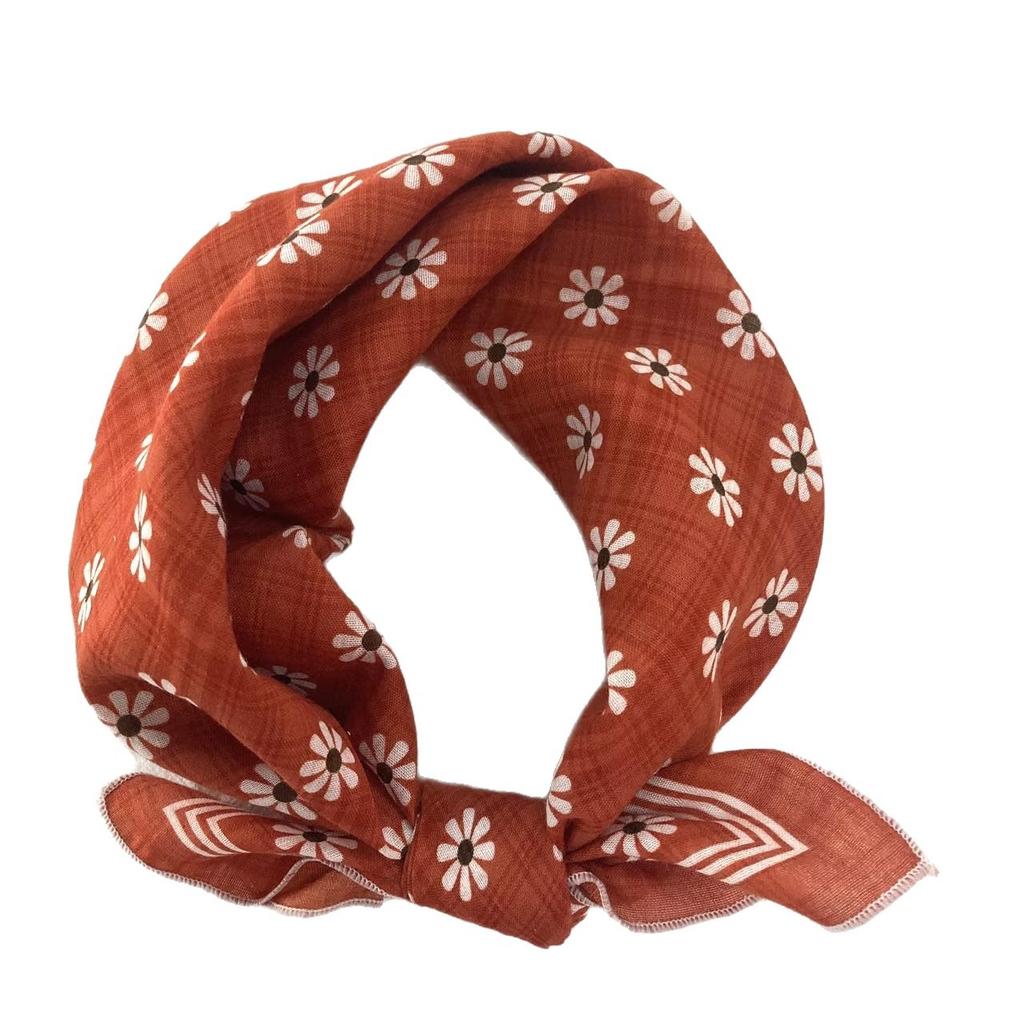 11 cotton small square scarf silk scarf Korean daisy small fresh and breathable multi-functional headband decorative accessories scarf scarf