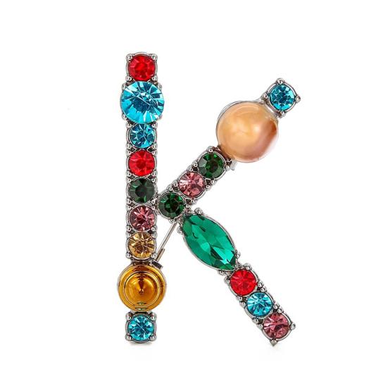 Брошь Изысканная красивая красочная брошь с буквой на булавке для банкета