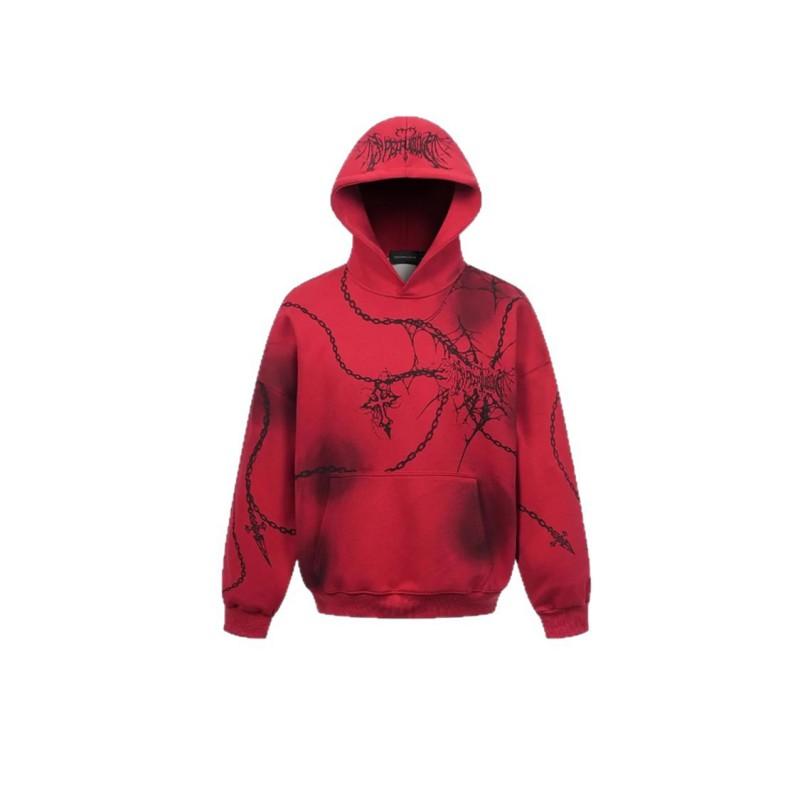 Unisex Streetwear Hoodie With Cross Chain Print Loose Fit Long Sleeve Pullover Youth Fashion