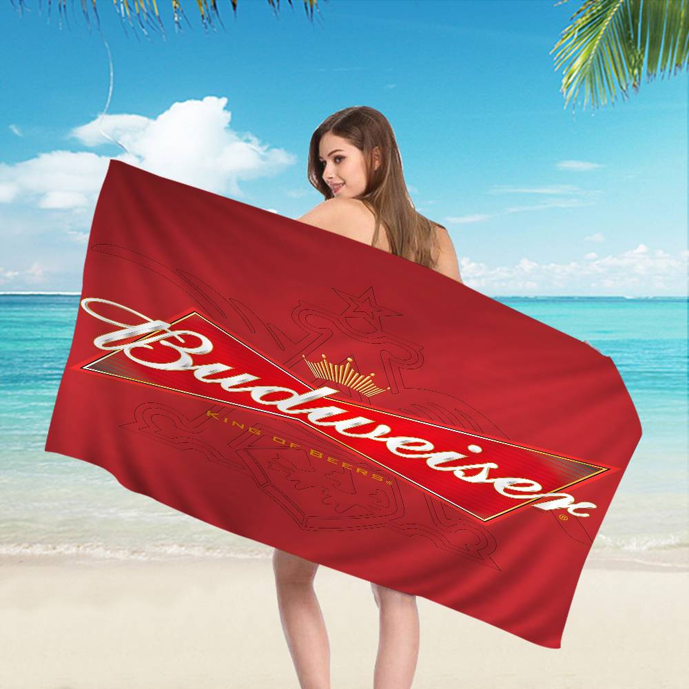 B-BudweiserS Beer Microfiber Printed Beach Towel Mountain Climbing Yoga Beach Swimming Running Absorbent Soft Towel