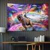 VIKAMA Space Laser Cat Riding Dinosaur Funny Tapestry Rainbow Universe Game Room Decoration Room Decoration Home Decoration