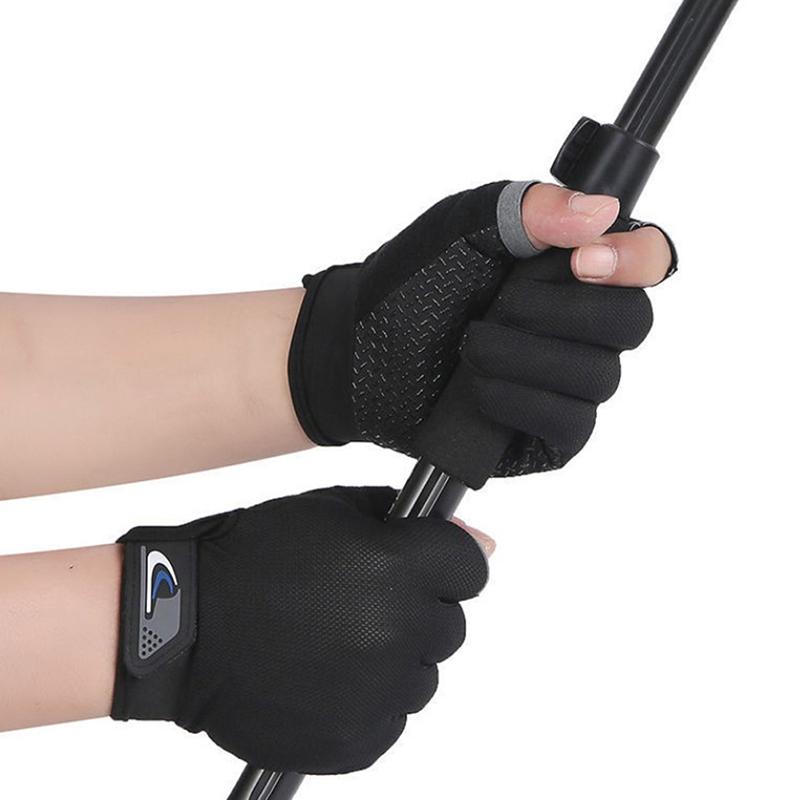 Мужские перчатки для рыбалки, женские, двухпальцевые, мужские, сенсорные, рыболовные, противоскользящие, солнцезащитные