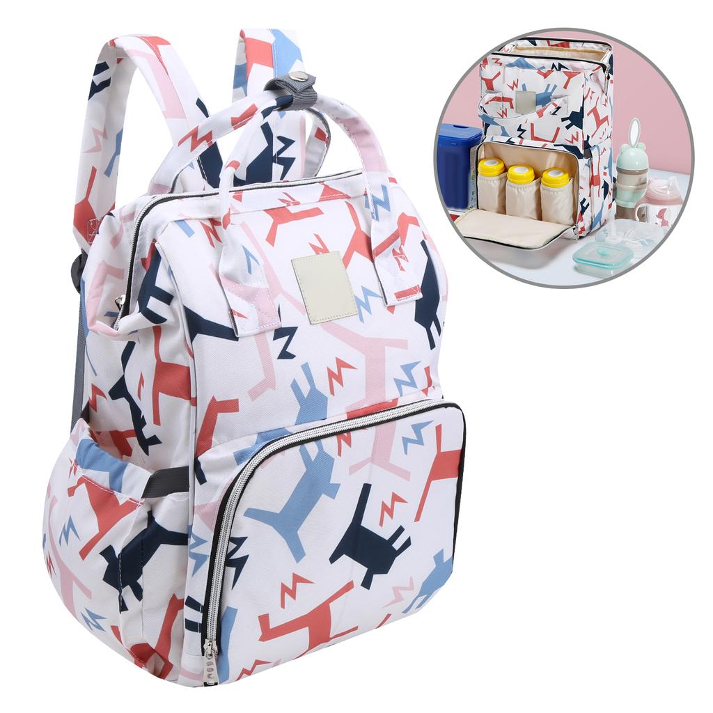 Insular Backpack Large Capacity Waterproof Carousel Type Diaper Maternity Bag for Outdoor