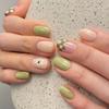 24Pcs/Set Quick Nails Fresh Green And White Checkerboard False Nials Sticker Wearable Waterproof Manicure Finished Nails