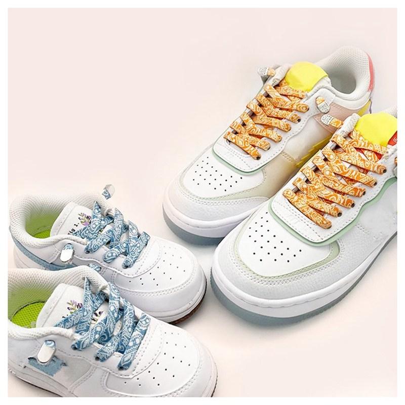 Новые эластичные шнурки с узором из цветков кешью для кроссовок, детские и взрослые, плоские шнурки 8 мм без завязок AF1/AJ, шнурки без завязок для обуви, аксессуары